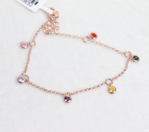 Silver Roseplated colour stone bracelet