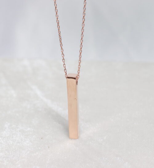 Silver Rosegold plated bar pendant with chain