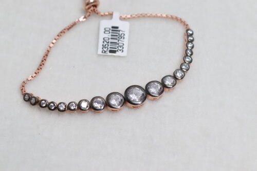 Silver Roseplated cubic drawstring bracelet with black rhodium