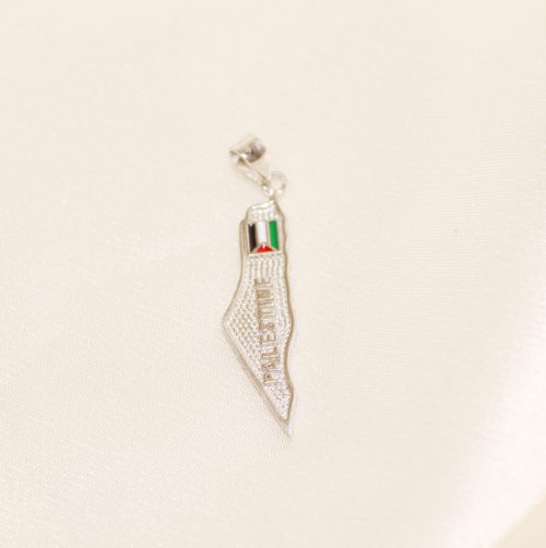 Silver Palestine pendant with flag