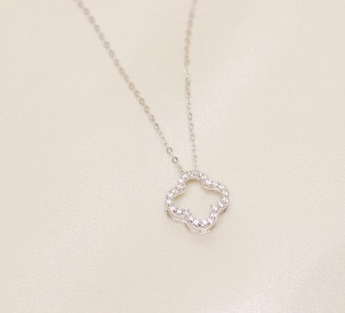 Silver Clover cubic cutout pendant on chain