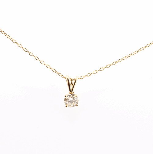 18ct yellow gold 0.40ct Natural diamond solitaire pendant with chain