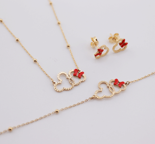 18ct Yellow Gold Necklace, bracelet and earring set