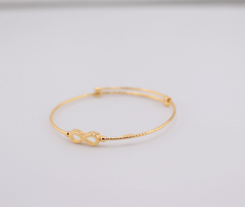 18ct yellow gold baby adjustable bangle - infinity design (3313110)