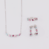 9ct white gold diamond set, 4.04ct semi precious stones (necklace, earring, ring)