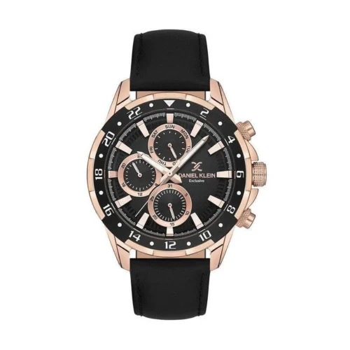 Gents Daniel klein leather rose gold casing DK1136412