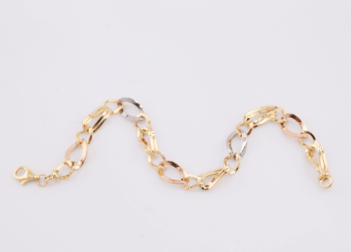 18ct yellow gold tricolour Italian link bracelet
