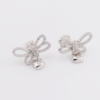 silver cubic bow earring with drops