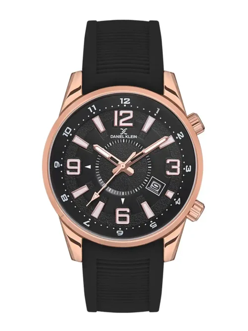 Gents Daniel klein rubber strap rose gold casing DK1135413