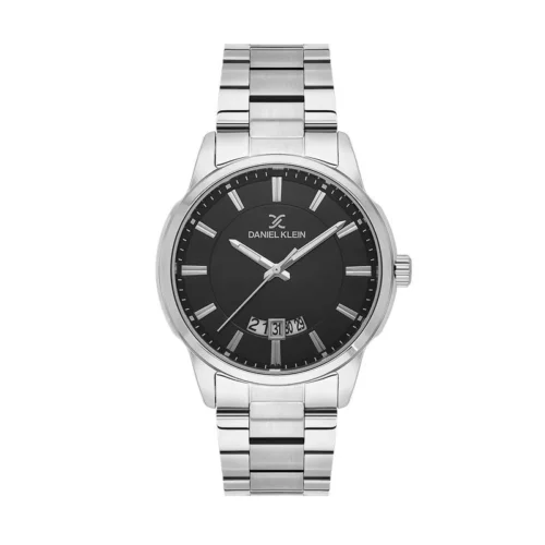 Gents steel Daniel Klein watch black dial date DK1137951