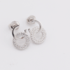 Silver drop earring in double circle style with cubics