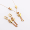 18ct yellow gold necklace and earring set with rosegold plating