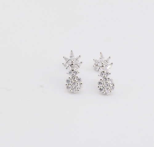 Silver drop earrings with cubic zirconia