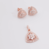 Silver rose plated pendant and earring set triangular style