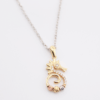 18ct white gold chain and 18ct yellow gold seahorse pendant with cubic