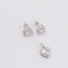 Silver Heart pendant and earring set with cubics