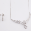 Silver Wedding Style necklace and earring set with cubic stones