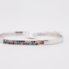 Silver bangle bracelet with double row colour stones