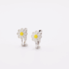 Silver huggie earrings with daisies