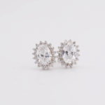 Silver cubic halo stud earring