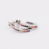 Silver hoop earring with colour stone cubics