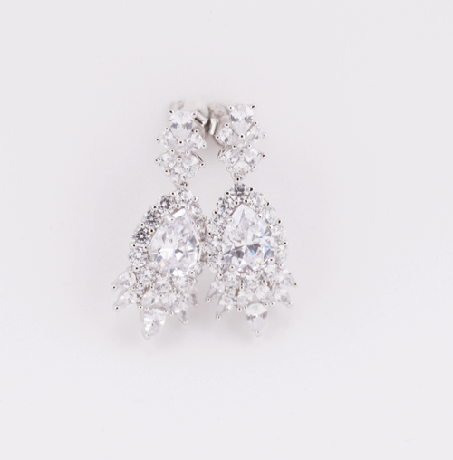 Silver 925 classic drop earrings with cubic stones