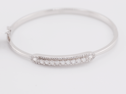 Silver 925 bangle bracelet with cubic stones