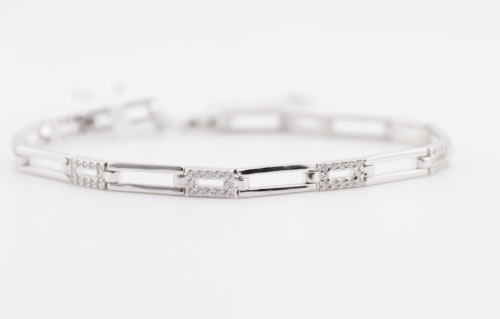 Silver italian bracelet with cubic stones