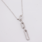 Silver 925 paperclip drop chain with cubics
