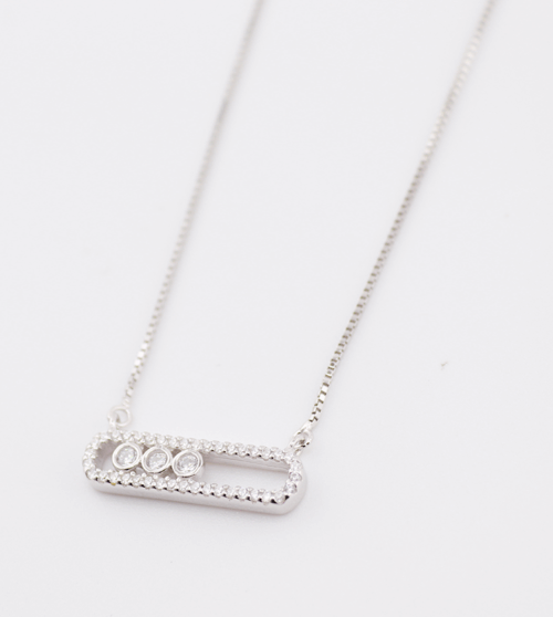 Silver 925 paperclip necklace with cubics