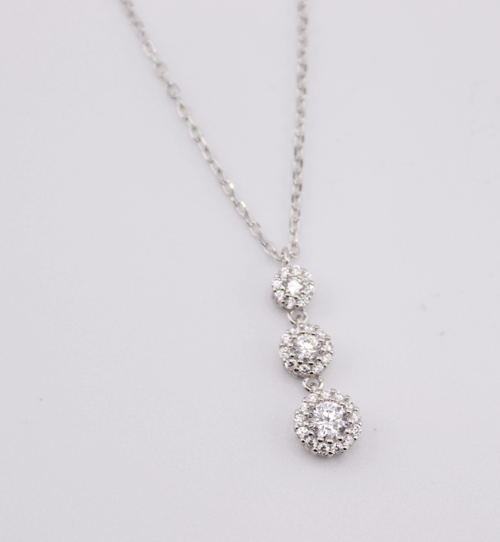 Silver 925 drop halo chain with cubics