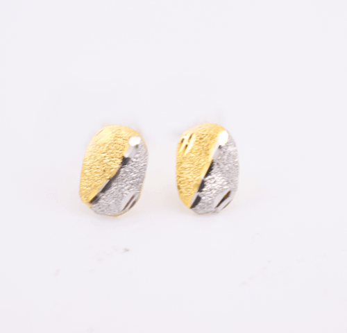 9ct yellow gold oval half engraved earrings