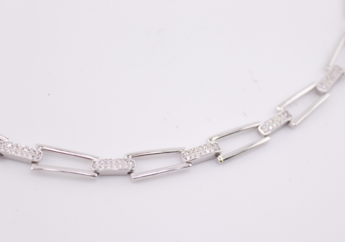 Silver italian bracelet with cubics