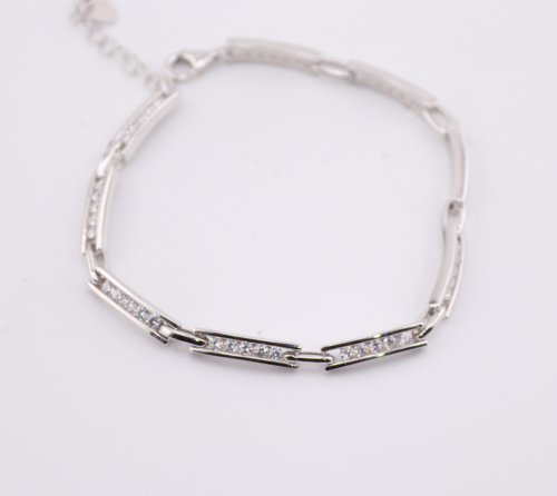 Silver Italian bracelet with cubics