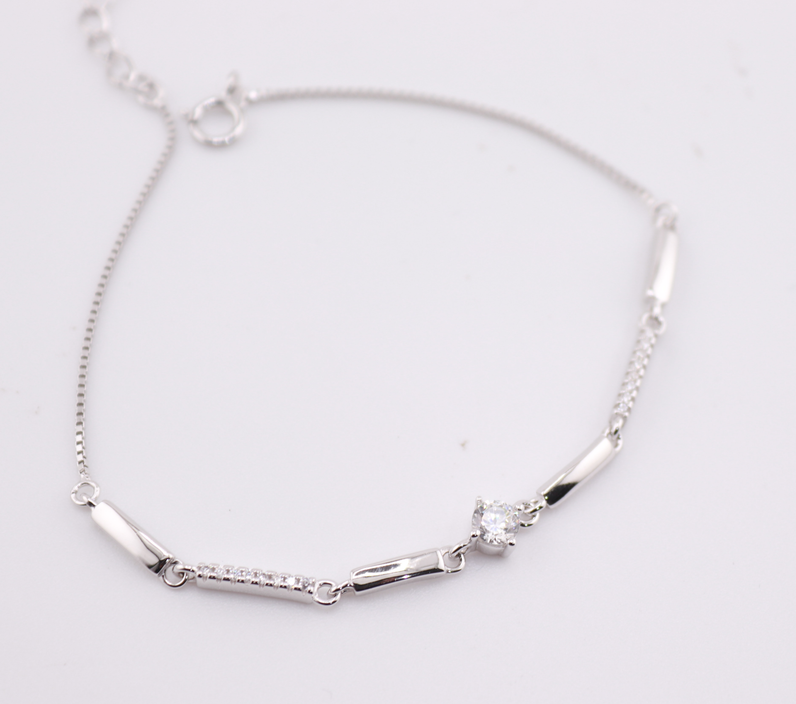 silver italian bracelet with cubics