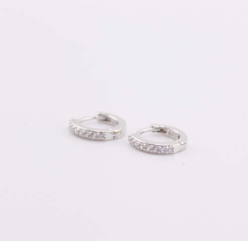 Silver hoop earrings small with cubics