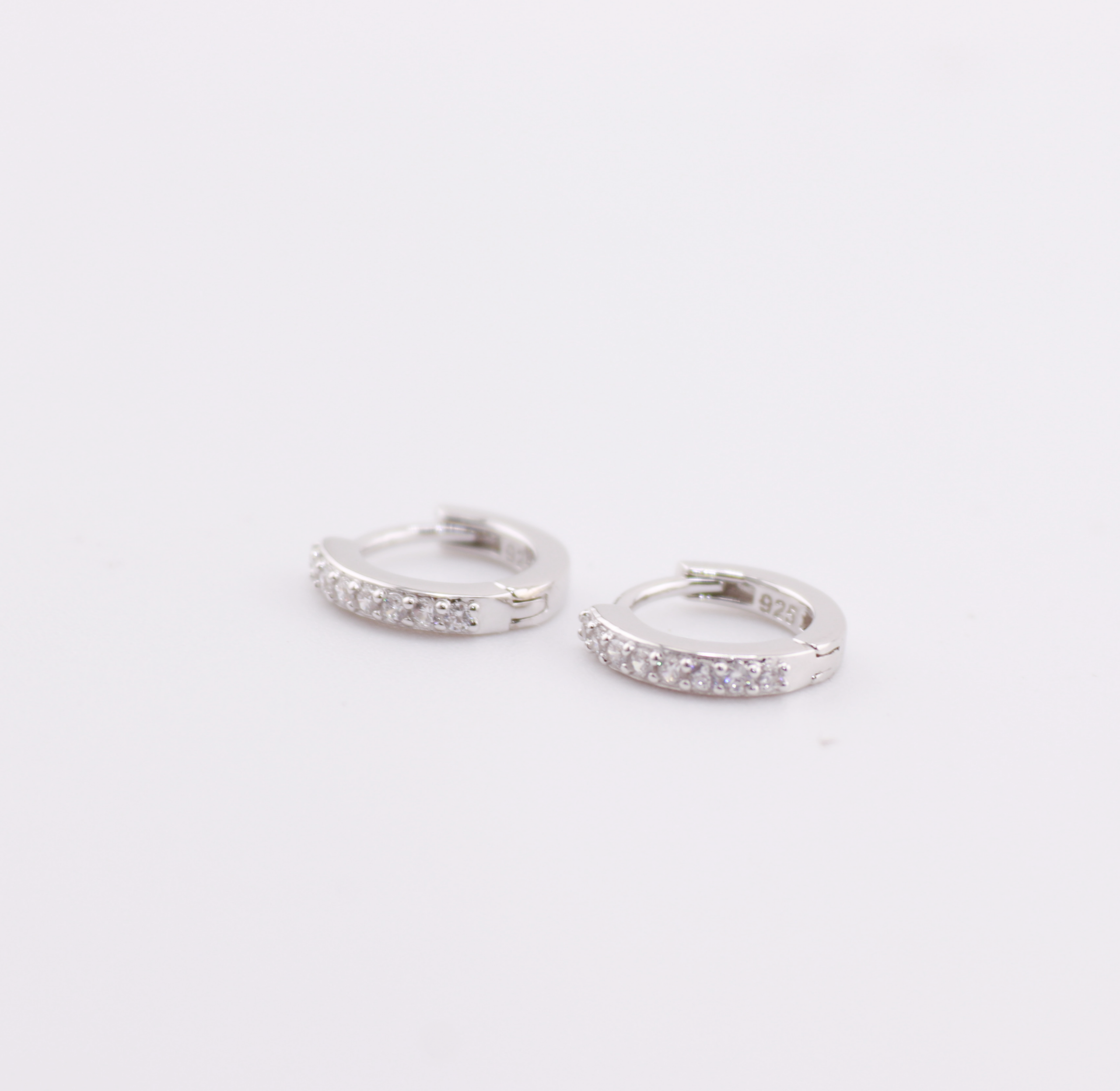 Silver hoop earrings small with cubics