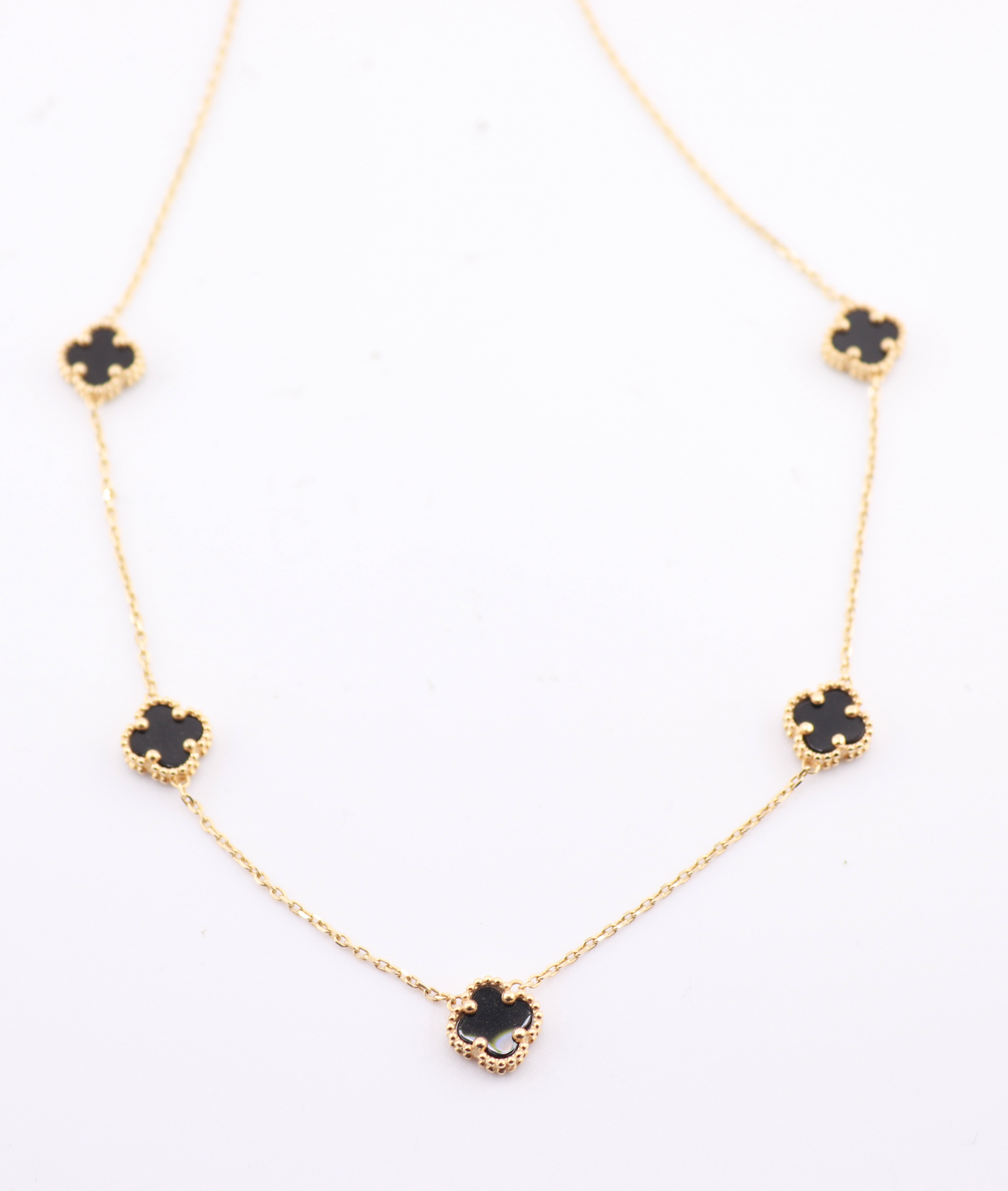 18ct yellow gold clover chain (black) 45cm (3011888)